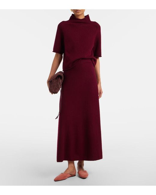 Lisa Yang Red Torie Cashmere Midi Skirt