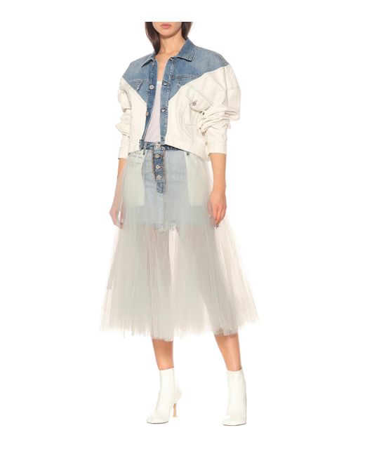 Unravel Project Tulle-skirted Denim Shorts in Blue - Lyst