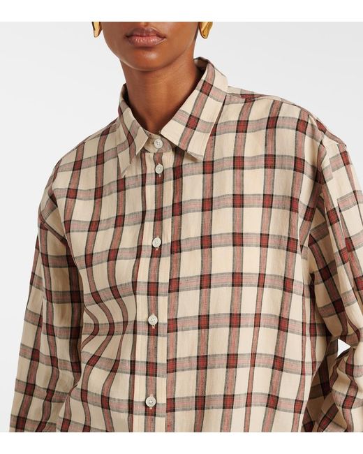 Rohe Pink Checked Linen Shirt