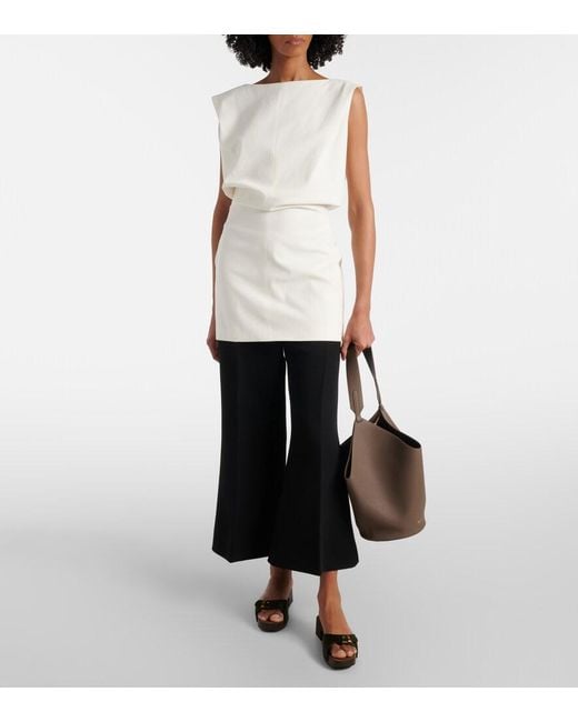 Khaite Brown Lotus Small Leather Tote Bag