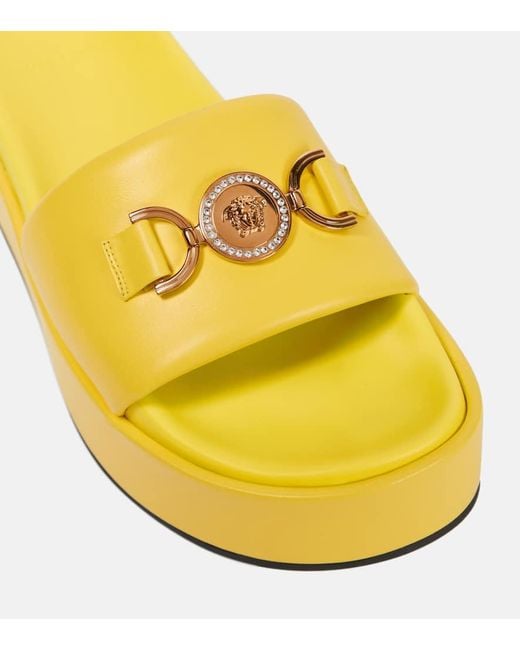 Versace Yellow Medusa '95 Leather Platform Sandals