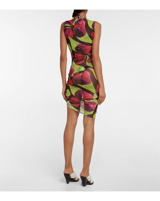 Louisa Ballou Multicolor Printed Ruched Minidress