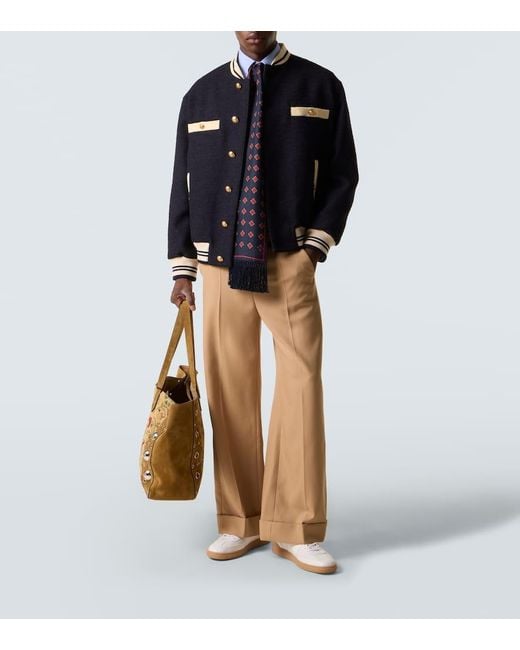 Valentino Blue Tweed Bomber Jacket for men