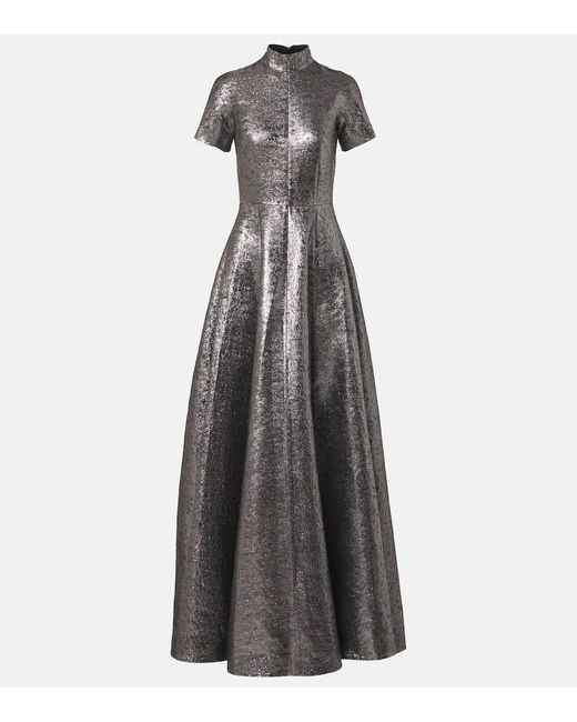Emilia Wickstead Gray Robe Malinda Aus Jacquard