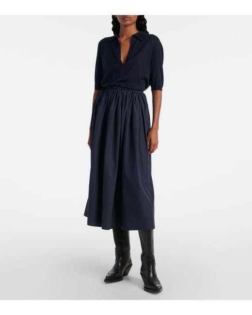 Gabriela Hearst Blue Chiara Cotton Midi Skirt