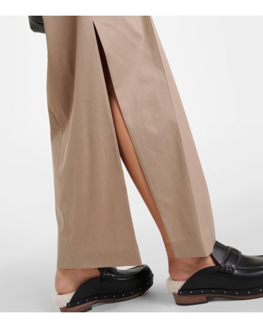Brunello Cucinelli Brown Pleated Low-rise Cotton-blend Maxi Skirt