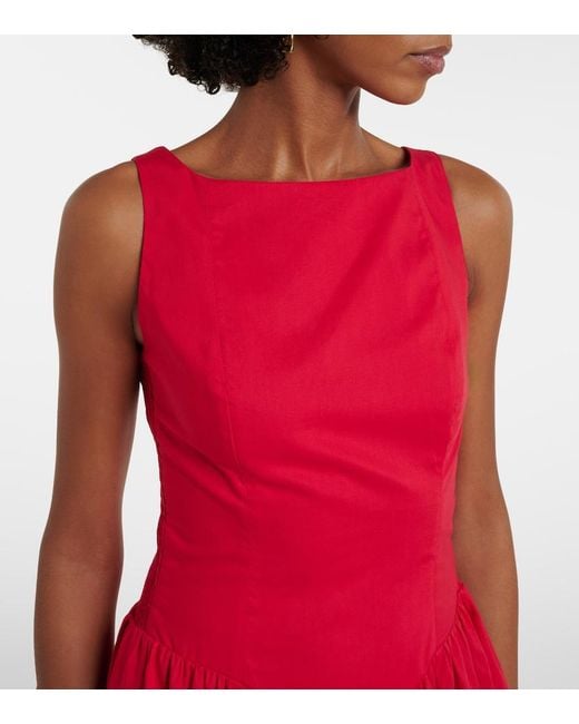 Faithfull The Brand Red Prali Cotton Midi Dress
