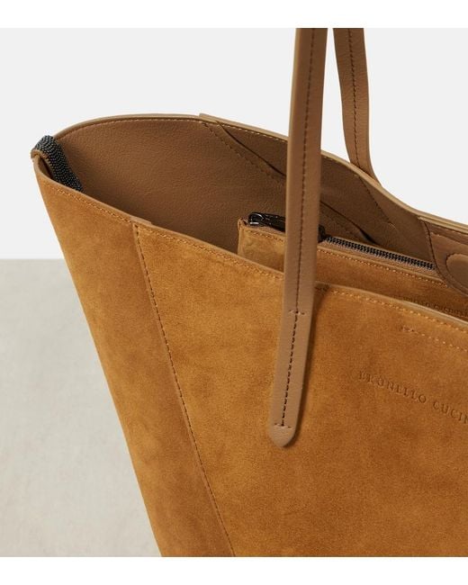 Brunello Cucinelli Brown Duo Large Suede Tote Bag