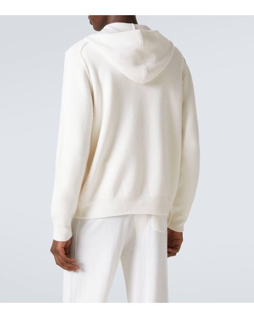 Allude White Wool And Cashmere Hoodie for men