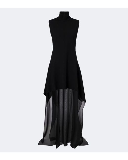 Sportmax Black Turtleneck Tiered Maxi Dress