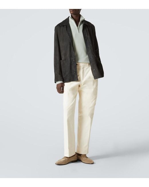 LeKasha Green Dared Cashmere Half-Zip Sweater for men