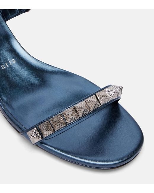 Christian Louboutin Blue Pyra Embellished Leather Sandals