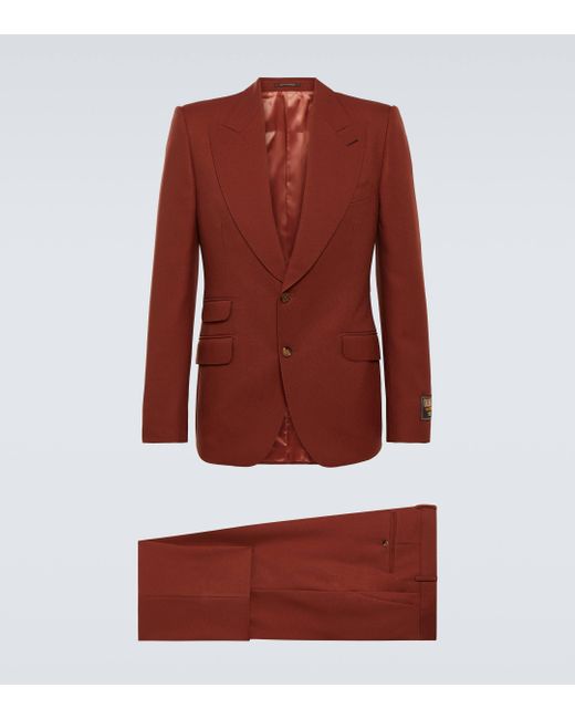 Gucci Red Single-breasted Drill Suit for men