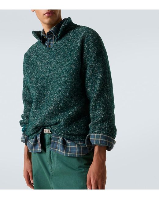 ERL Green Alpaca, Wool, And Cotton-Blend Sweater for men