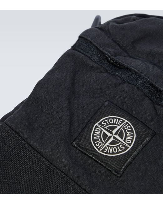 Stone Island Black Compass Linen-blend Crossbody Bag for men