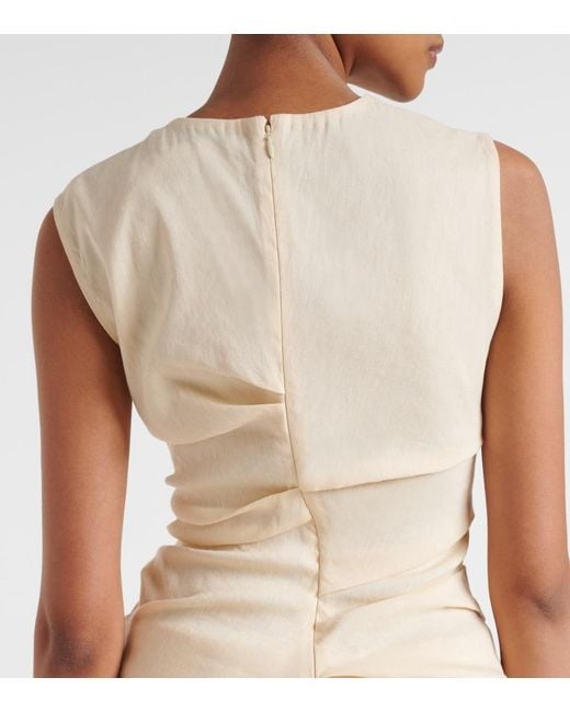 Proenza Schouler Natural Label Anoushka Ruched Linen-Blend Top