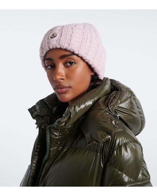 Moncler Pink Cable-Knit Alpaca And Wool-Blend Beanie