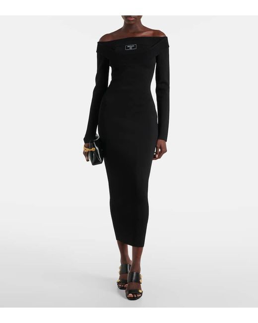 Abito Lungo A Coste di Balmain in Black