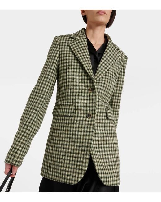 Loewe Green Wool Check Blazer