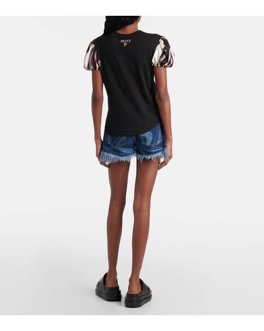 Top Iride De Algodon Con Ribete De Saten Emilio Pucci de color Black