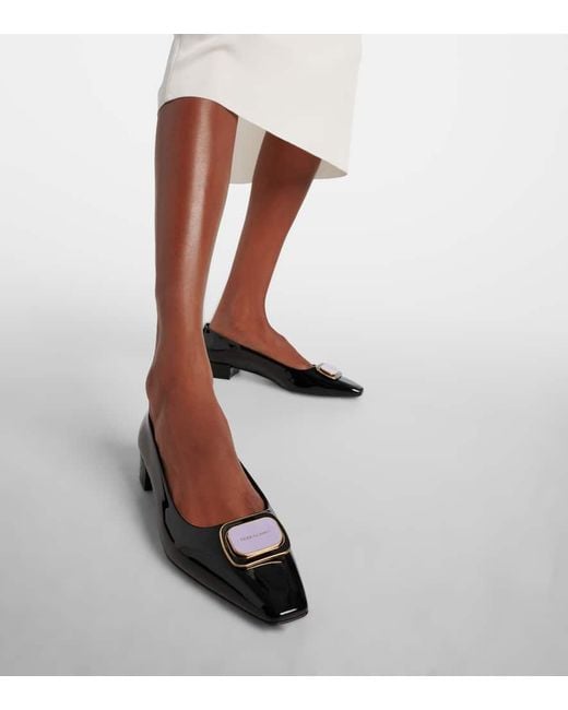 Ferragamo Black Venera Patent Leather Ballet Flats