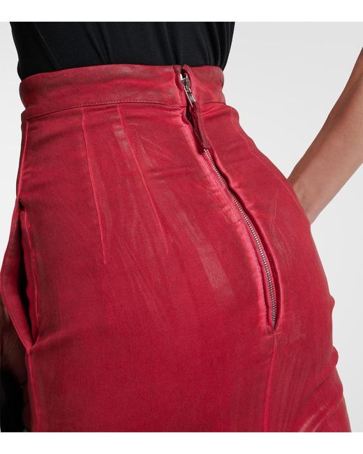 Falda larga Dirt Pillar de denim revestido Rick Owens de color Red