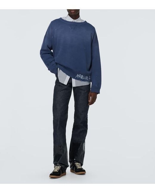 Maison Margiela Bedrucktes Sweatshirt aus Baumwoll-Jersey in Blue für Herren