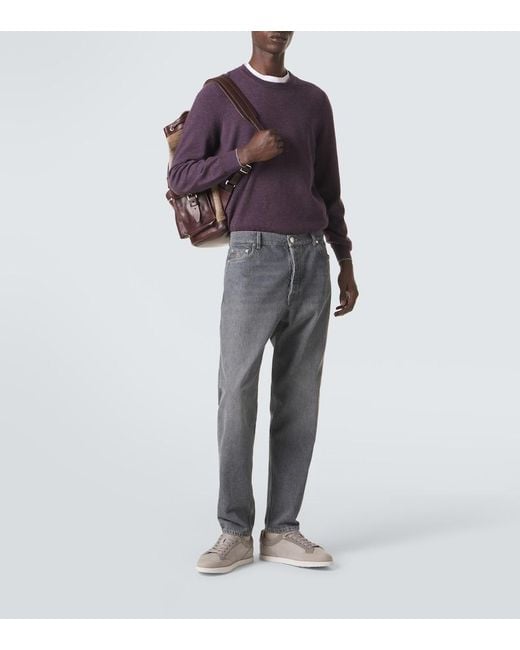 Brunello Cucinelli Gray Mid-Rise Straight Jeans for men