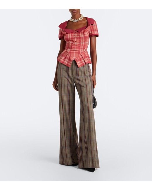 Vivienne Westwood Red Monday Tartan Cotton Top