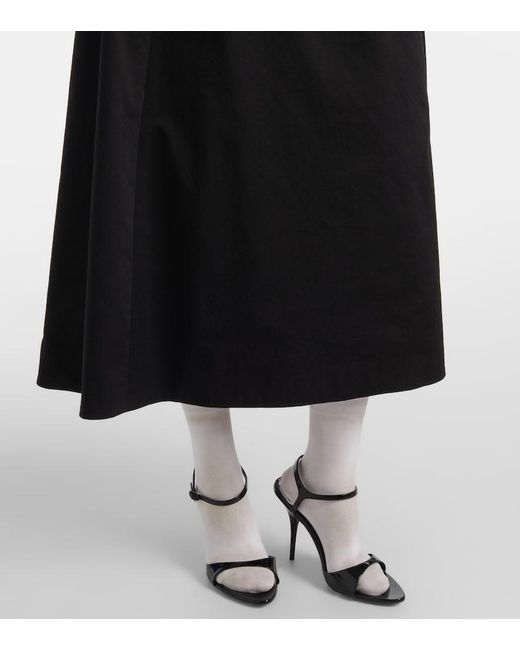 Balenciaga Black Cotton Twill Midi Skirt