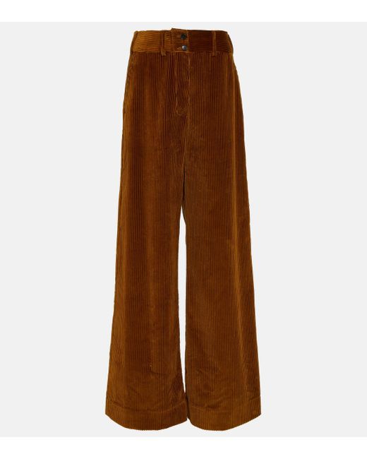 Etro Brown Cotton Corduroy Wide Pants