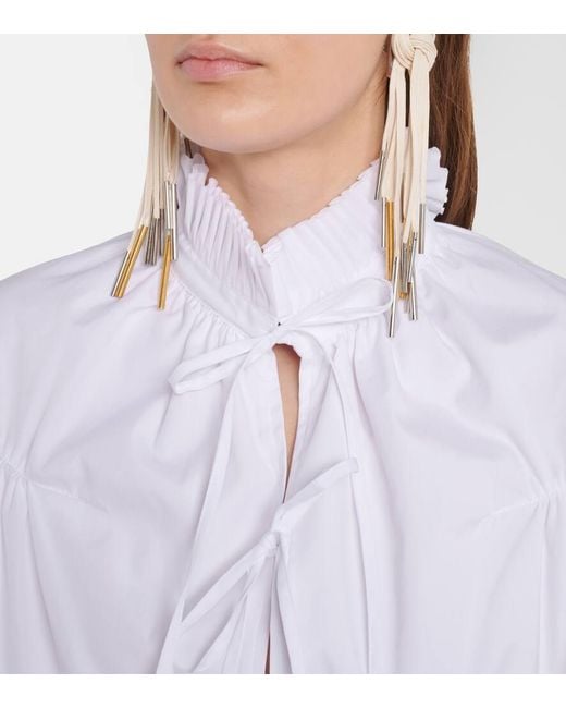 Dries Van Noten White Ruffled Cotton Blouse