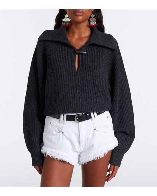 Isabel Marant Black Miranda Wool And Cashmere Polo Sweater