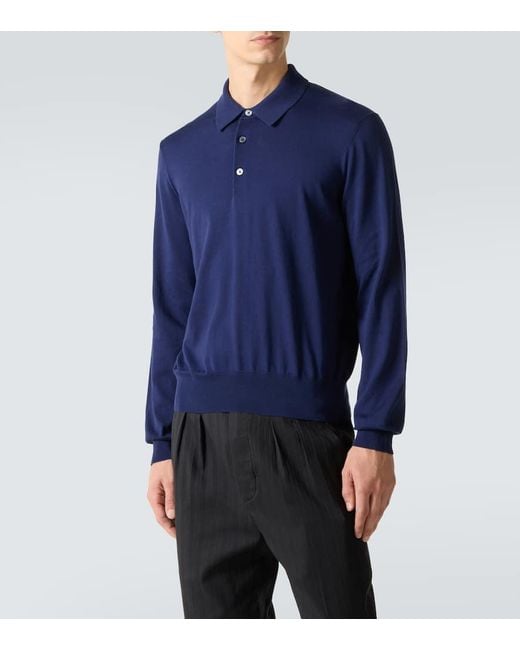 Tom Ford Blue Cotton Polo Sweater for men