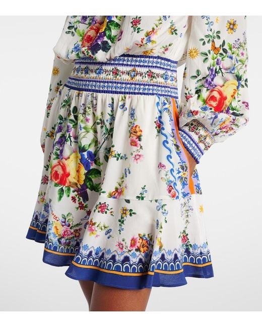 Camilla White Printed Silk Crepe Minidress