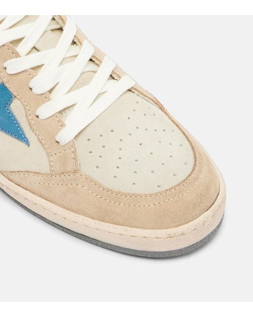 Golden Goose Deluxe Brand White Ball Star Two-Tone Suede Sneakers With Laminated Leather Star Shoes