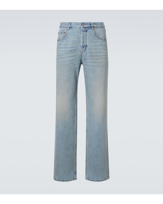 Jeans Rectos De Tiro Medio Saint Laurent de hombre de color Blue