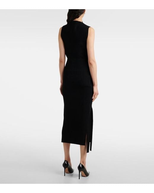 Victoria Beckham Black Satin Midi Skirt