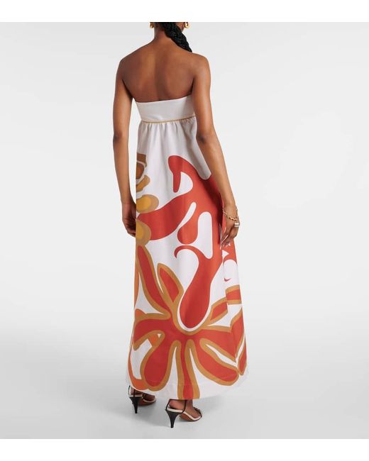 Adriana Degreas Orange Maxikleid Algae Aus Einem Baumwollgemisch