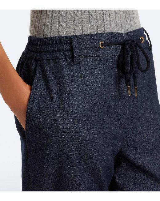 Eleventy Blue Wool-Blend Tapered Pants