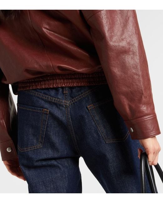 Magda Butrym Red Leather Bomber Jacket