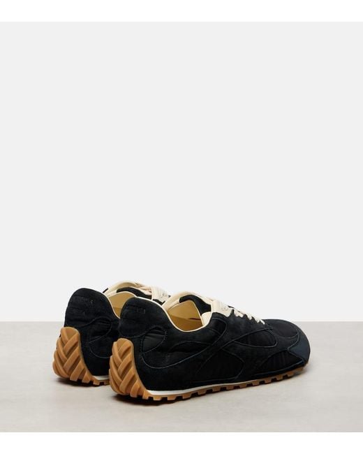 Bottega Veneta Black Orbit Flash Suede-Trimmed Sneakers