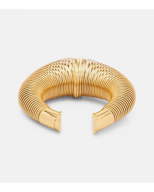 Alaïa Metallic Logo Cuff Bracelet