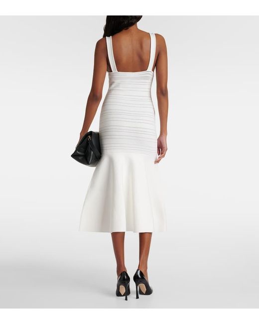 Victoria Beckham White Jersey Midi Dress