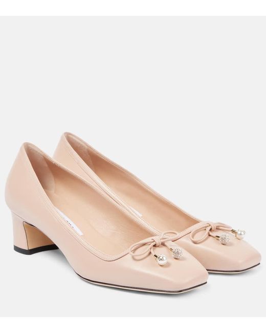 Salones Elme 45 De Piel Con Lazo Jimmy Choo de color Natural