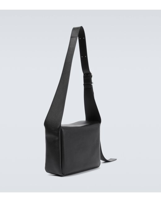 Jil Sander Black Flap Leather Messenger Bag for men