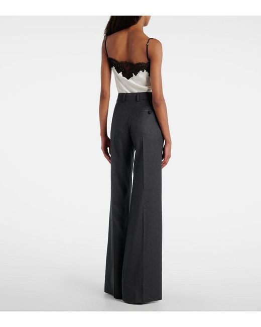 Stella McCartney Blue Wool Flannel Wide-Leg Pants