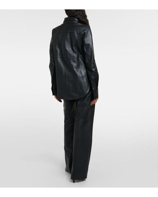 Totême Black Leather Overshirt