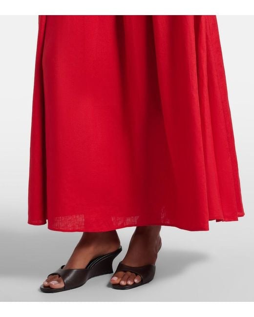 Staud Red Procida Linen Maxi Skirt