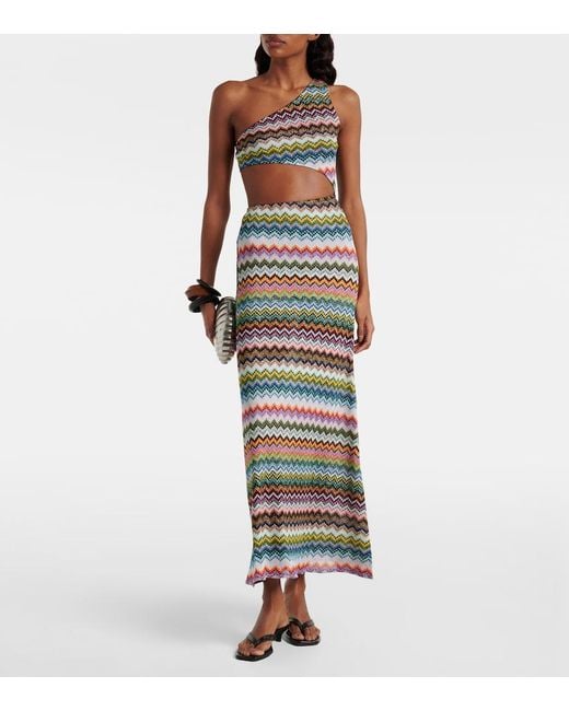 Pareo De Lame En Zigzag Missoni de color White